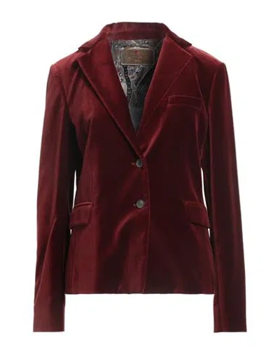 Etro Woman Blazer Brick Size 10 Cotton, Elastane In Red