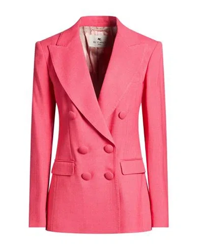 Etro Woman Blazer Coral Size 2 Viscose, Virgin Wool, Elastane In Red