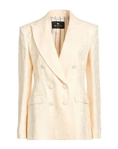 Etro Woman Blazer Cream Size 6 Viscose, Silk In Neutral