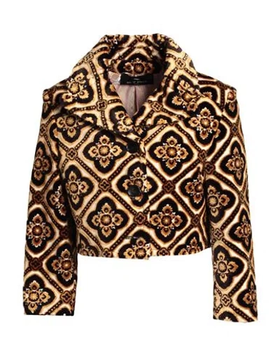 ETRO ETRO WOMAN BLAZER DARK BROWN SIZE 10 VISCOSE, COTTON