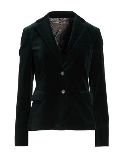 Etro Woman Blazer Dark Green Size 4 Cotton, Elastane