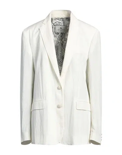Etro Woman Blazer Ivory Size 12 Lyocell, Polyamide In White