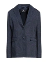 Etro Woman Blazer Midnight Blue Size 14 Cotton, Viscose, Elastane In Blue