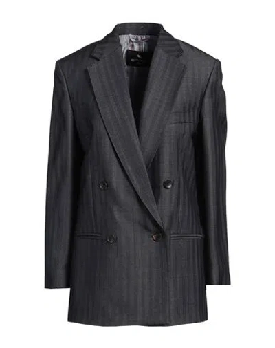 Etro Woman Blazer Midnight Blue Size 10 Wool, Viscose