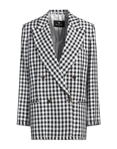 Etro Gingham-print Double-breasted Blazer In Blue