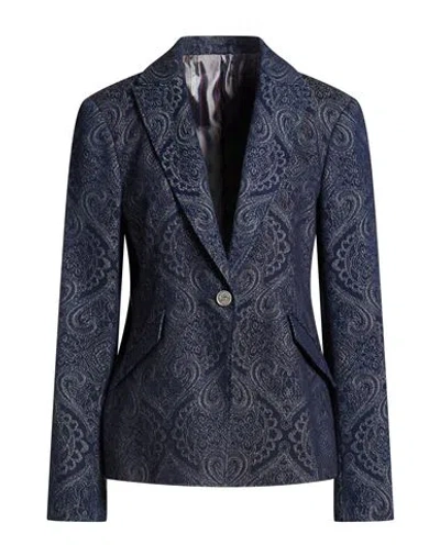 Etro Woman Blazer Navy Size 10 Cotton, Elastane In Blue