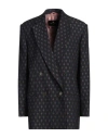 Etro Double-breasted Wool Blazer With Structured Shoulders In Navy