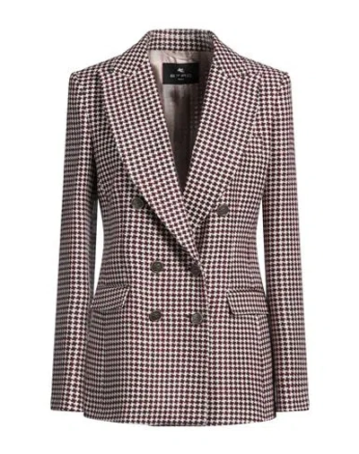 ETRO ETRO WOMAN BLAZER RED SIZE 10 VISCOSE, WOOL