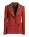 Etro Woman Blazer Rust Size 6 Wool, Polyamide, Elastane, Polyester, Acetate In Red