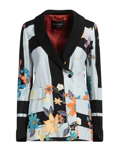 Etro Woman Blazer Sky Blue Size 12 Viscose