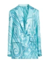 Etro Printed Silk Blazer In Blue
