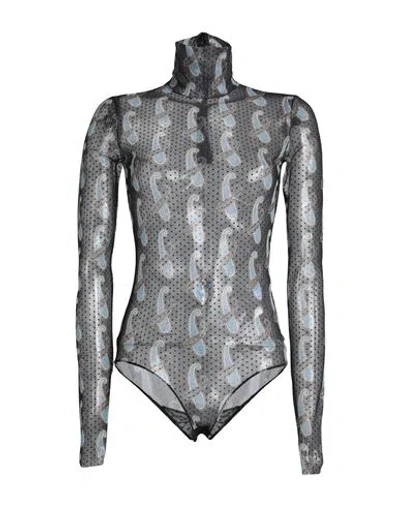 Etro Woman Bodysuit Black Size 6 Polyamide, Elastane