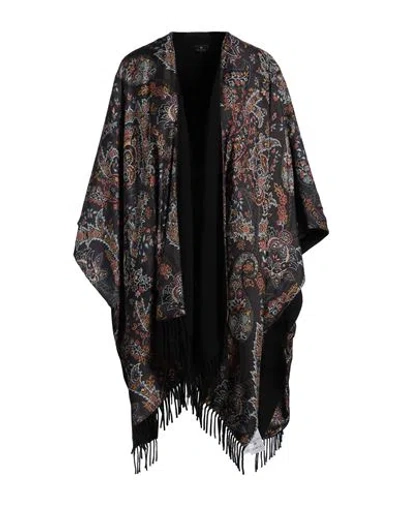 Etro Woman Cape Black Size Onesize Silk, Wool