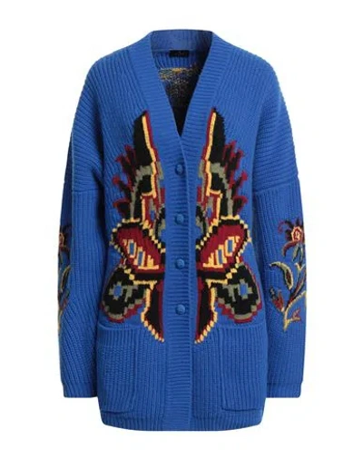 Etro Woman Cardigan Blue Size 14 Virgin Wool, Polyamide