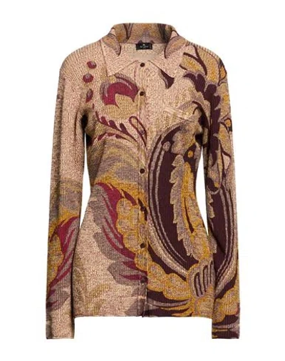 Etro Woman Cardigan Garnet Size 10 Wool In Multi