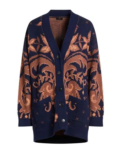 Etro Woman Cardigan Navy Size 4 Wool In Blue