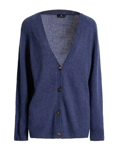 Etro Woman Cardigan Navy Size 6 Cashmere In Blue