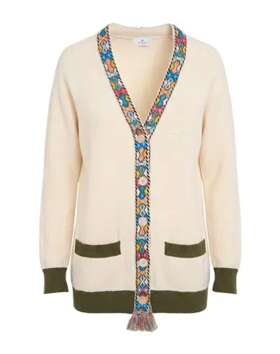 Etro Woman Cardigan Off White Size 8 Virgin Wool, Viscose, Cashmere, Cotton In Neutral