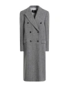 Etro Grey Long Double-breasted Coat With Chevron Motif In Gray