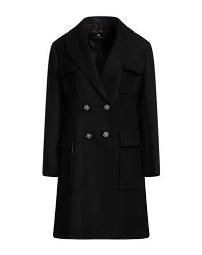 ETRO ETRO WOMAN COAT BLACK SIZE 8 VIRGIN WOOL