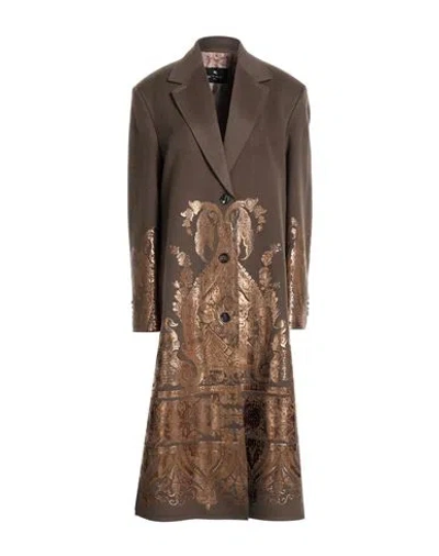 ETRO ETRO WOMAN COAT BROWN SIZE 4 WOOL, CASHMERE