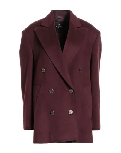 ETRO ETRO WOMAN COAT BURGUNDY SIZE 2 WOOL, CASHMERE