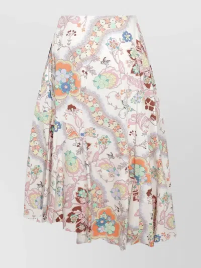 ETRO WOMAN'S FLORAL PRINT ASYMMETRIC RUFFLED SKIRT