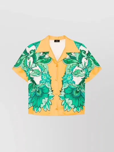 ETRO WOMAN'S FLORAL PRINT LAPEL COLLAR TOPS