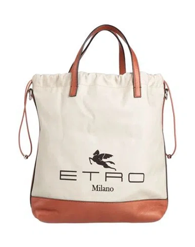 Etro Woman Handbag Beige Size - Leather, Textile Fibers