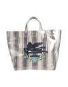 Etro Striped Printed Large Tote Bag In Blue
