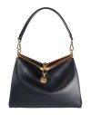 Etro Navy Blue Leather Medim Vela Top Handle Bag In Blue