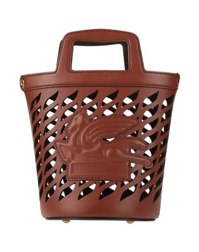 Etro Woman Handbag Tan Size - Bull Skin, Calfskin, Polyester, Polyamide In Brown
