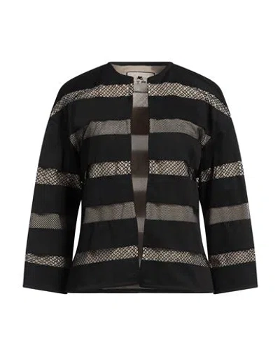 Etro Woman Jacket Black Size 6 Cotton, Polyester, Elastane, Silk