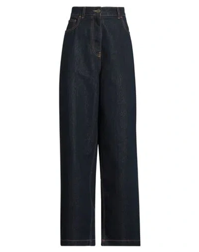 Etro Woman Jeans Blue Size 27 Cotton, Viscose, Metallic Fiber In Black