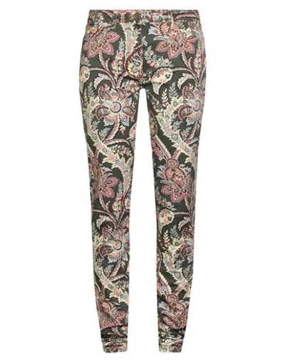 Etro Woman Jeans Green Size 28 Cotton, Elastane In Multi