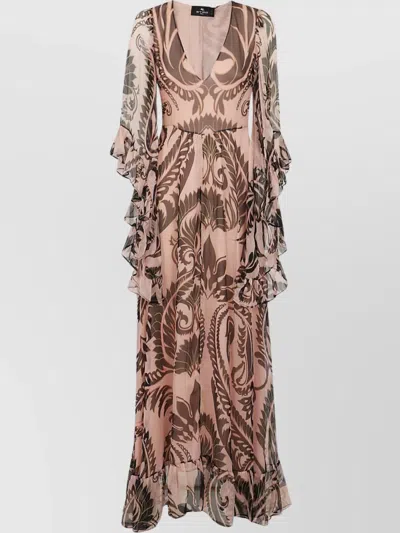 Etro Woman's Layered Printed Ruffle Dresses In Pink