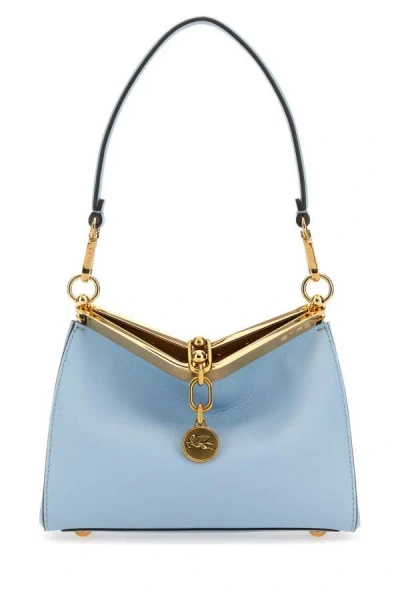 Etro Woman Light Blue Leather Mini Vela Handbag