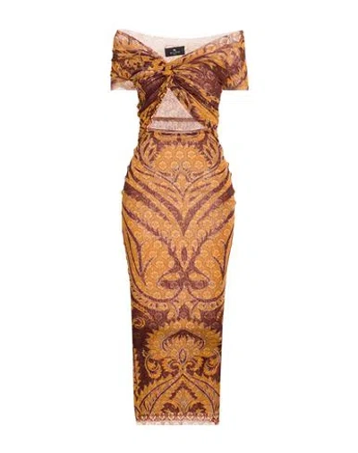 Etro Woman Maxi Dress Chocolate Brown Size 6 Polyamide