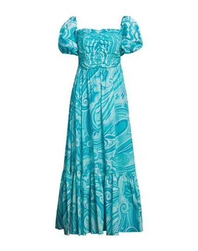 Etro Woman Maxi Dress Sky Blue Size 2 Cotton, Elastane