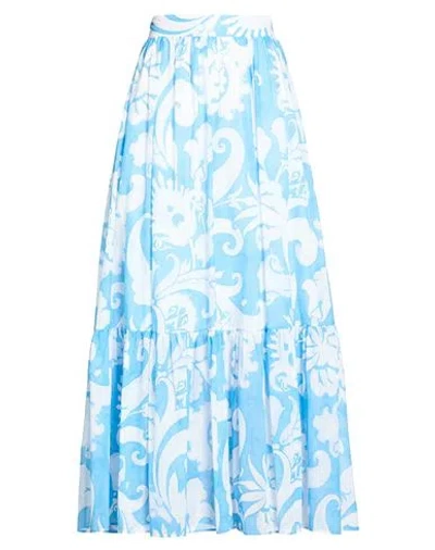Etro Woman Maxi Skirt Azure Size 4 Cotton In Blue
