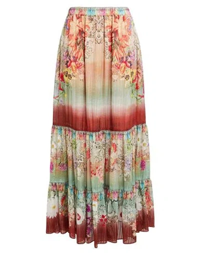 Etro Woman Maxi Skirt Green Size 10 Silk, Metallic Fiber