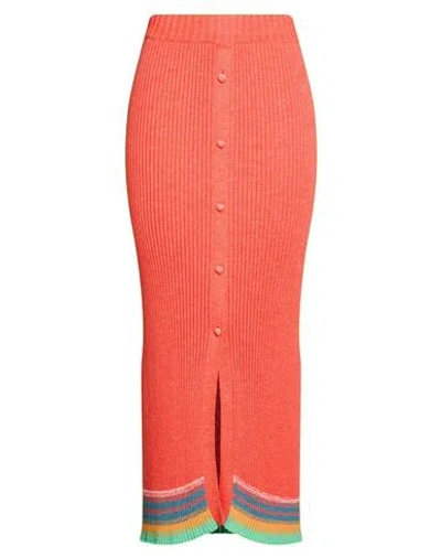 Etro Woman Maxi Skirt Orange Size 8 Acrylic, Wool, Viscose In Red