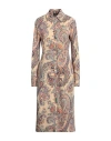 Etro Woman Midi Dress Beige Size 10 Polyester In Beige