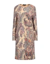 Etro Woman Midi Dress Beige Size 8 Polyester In Beige