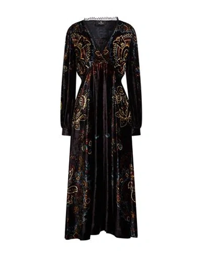 Etro Woman Midi Dress Black Size 10 Viscose, Silk, Cotton, Polyester
