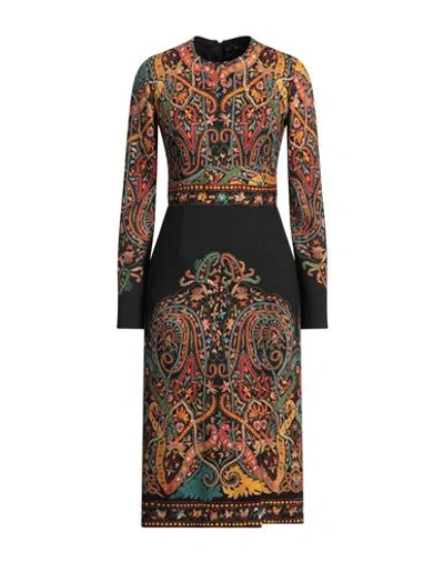 Etro Woman Midi Dress Black Size 4 Wool, Elastane