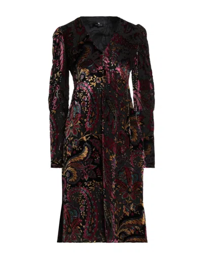 Etro Midi Dresses In Black