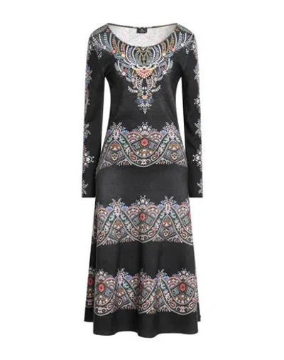 Etro Woman Midi Dress Black Size 8 Wool