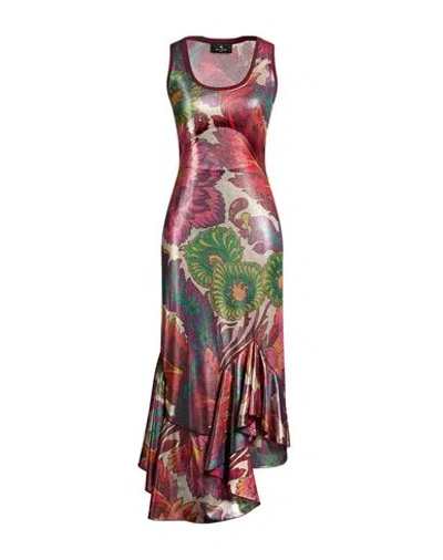 Etro Woman Midi Dress Brick Size 8 Polyester, Elastane, Viscose In Red