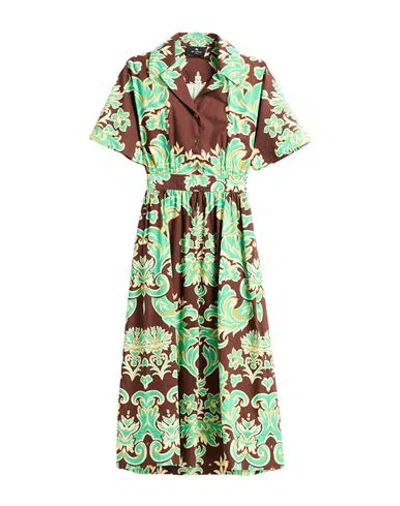 Etro Woman Midi Dress Brown Size 4 Cotton